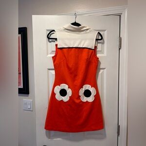 Retro Floral Orange and White Mini Dress